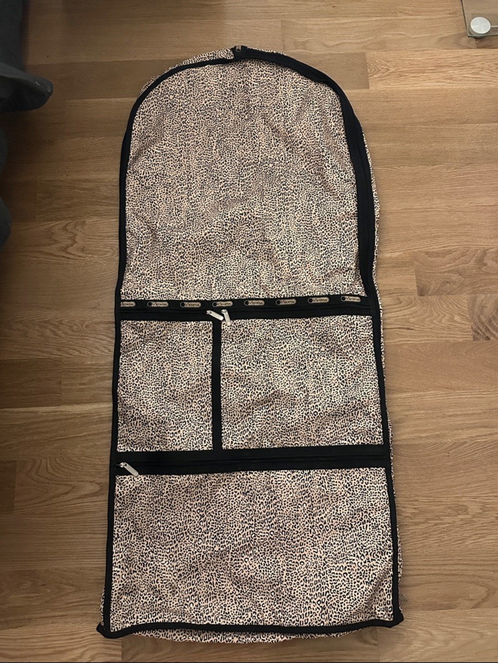 Lesportsac Leopard Print Travel Garment Bag in Cream and Black